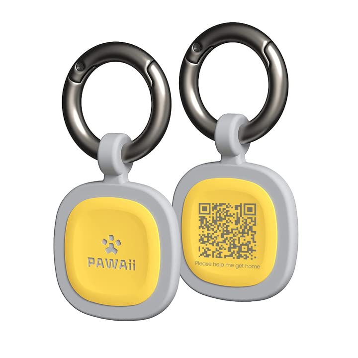 Pawaii Dog Tag, Personalized Dog Tags and Cat Tags, QR Code Address Tags for Dogs, Dog Tag with Dog Online Profile, Silent and Wear-Resistant Silicone Dog Tag Name Tag Yellow - PawsPlanet Australia