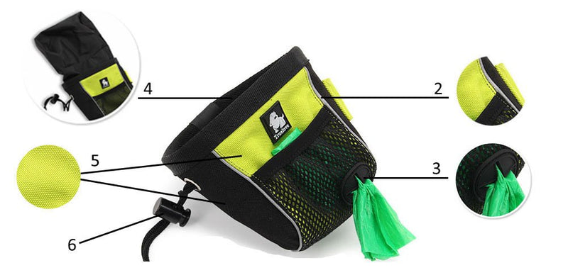 Kismaple Dog Treat Bag with with Poop Waste Bag, Pet Training Travel Walking Reflective Pouch, Clip-on Storage Belt Bag Dispenser (Small, Green) Small - PawsPlanet Australia