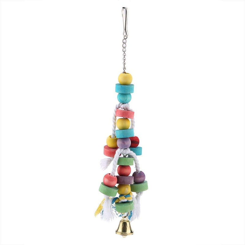 HEEPDD Parrot Chew Toy, Colorful Natural Wooden Hanging Bite Toys with Bell Cage Play Toy Supplies for Macaw African Grey Amazon Cockatoo Budgies Parakeet Cockatiel Lovebird - PawsPlanet Australia