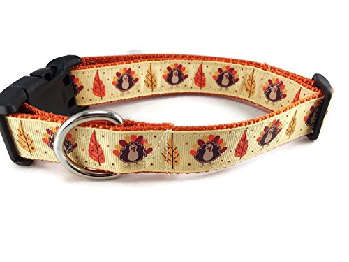 [Australia] - Thanksgiving Dog Collar, Caninedesign, Autumn, Fall, Turkey, 1 inch Wide, Adjustable, Nylon, Medium Large Thanksgiving Large 15-22" 