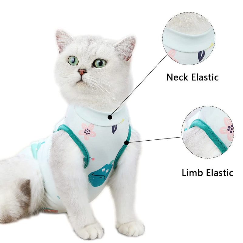 Anlitent Soft Cat Professional Recovery Suit for Abdominal Wounds, Outdoor Fits Indoor Cat Clothing E-Collar Alternative for Kitten Kitty After Surgery, Period of Medication Cute S Green - PawsPlanet Australia