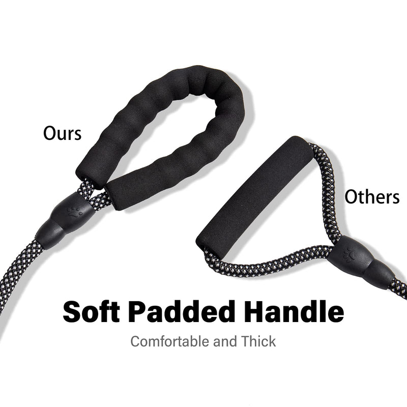 Pezakf Dog Leash, Strong Dogs Leashes with Soft Padded Handle Reflective Threads Lockable Clasp, Heavy Duty Lead Leash for Large Medium Small Pets Dogs Cats ( 5FT, 1/2 inch, Black) - PawsPlanet Australia