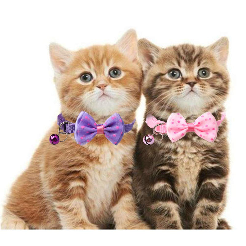 kuou 10 Pieces Cat Collars, Adjustable Cat Safety Collars Quick Release with Bells and Bow Tie for Small Pets - PawsPlanet Australia