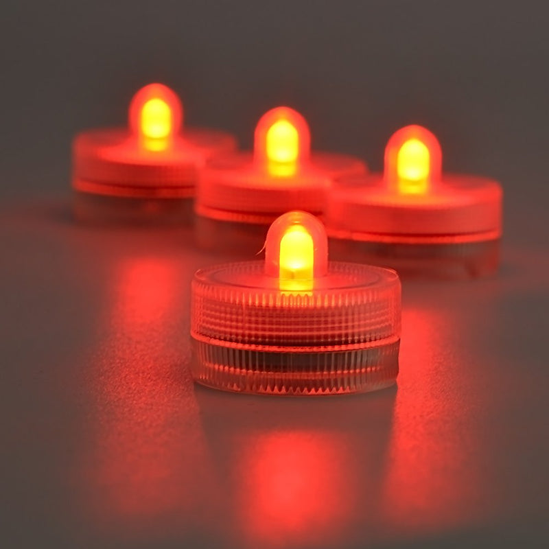 Submersible LED Lights cr2032 Battery Powered Underwater Waterproof LED Tea Light Candles for Events Wedding Centerpieces Vase Floral Xmas Holidays Home Decor Lighting(Pack of 12) (Red) Red - PawsPlanet Australia
