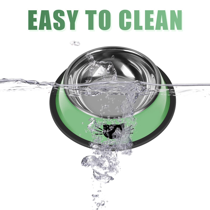 Serentive 2Pcs Cat Bowls Non-Slip Stainless Steel Small Cat Food Bowls Unbreakable Thicken Cat Feeder 7 Oz Cat Dishes Suitable for Indoor Small Pets Removable Rubber Base Easily Clean Lovely Color Green - PawsPlanet Australia