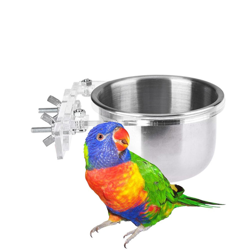 [Australia] - Pet Bird Food Feeding and Drinking Hanging Cup Stainless Steel Coop Hanger Cup For Parrot Cage Budgie 