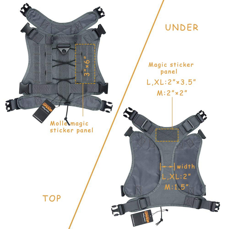 [Australia] - EXCELLENT ELITE SPANKER Tactical Dog Harness Military Dog Harness Working Dog Vest Molle Adjustable Training Vest Patrol K9 Harness Large with Handle XL Grey 