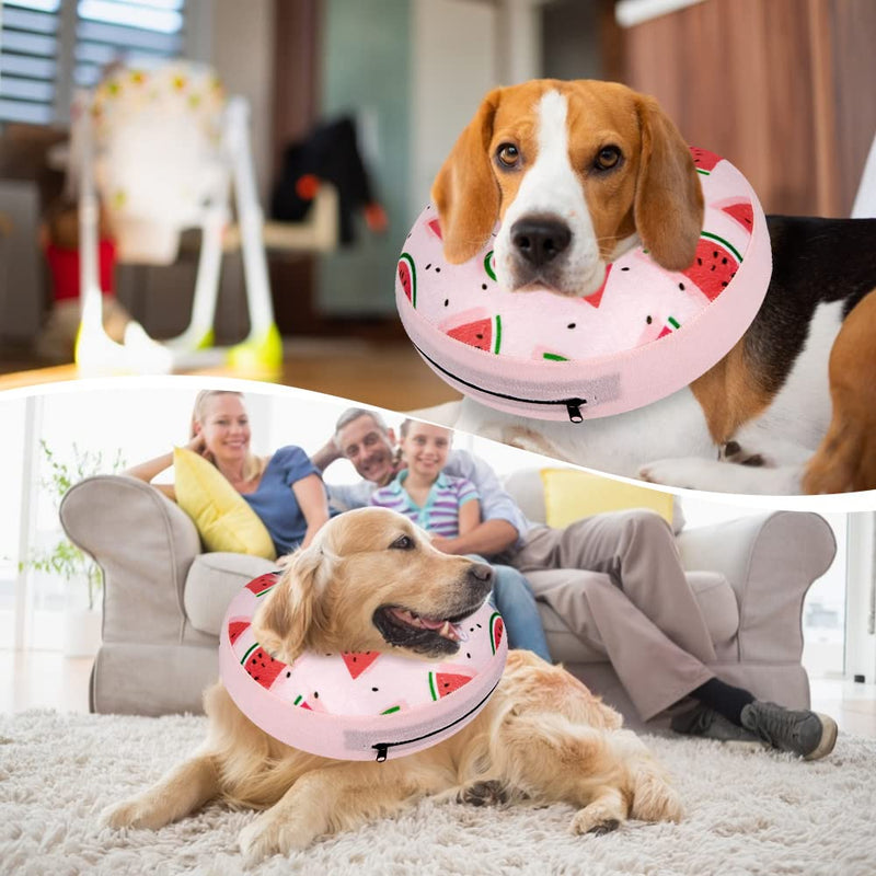 SlowTon Inflatable Dog Cone Collar After Surgery, Soft Adjustable Dog Neck Donut Collar for Small Medium Large Dogs Cats, Pet Recovery Cone E-Collar for Anti-Bite Lick Wound Healing (Watermelon M+) Watermelon Medium+ - PawsPlanet Australia