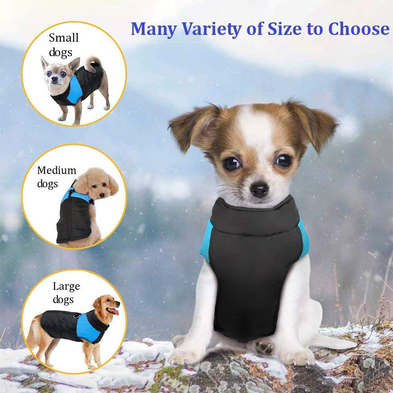 Homieco Waterproof Dog Coat, Pet Dog Winter Coat, Warm Pet Jacket Waterproof Clothes for Pet Dog - Blue S - PawsPlanet Australia