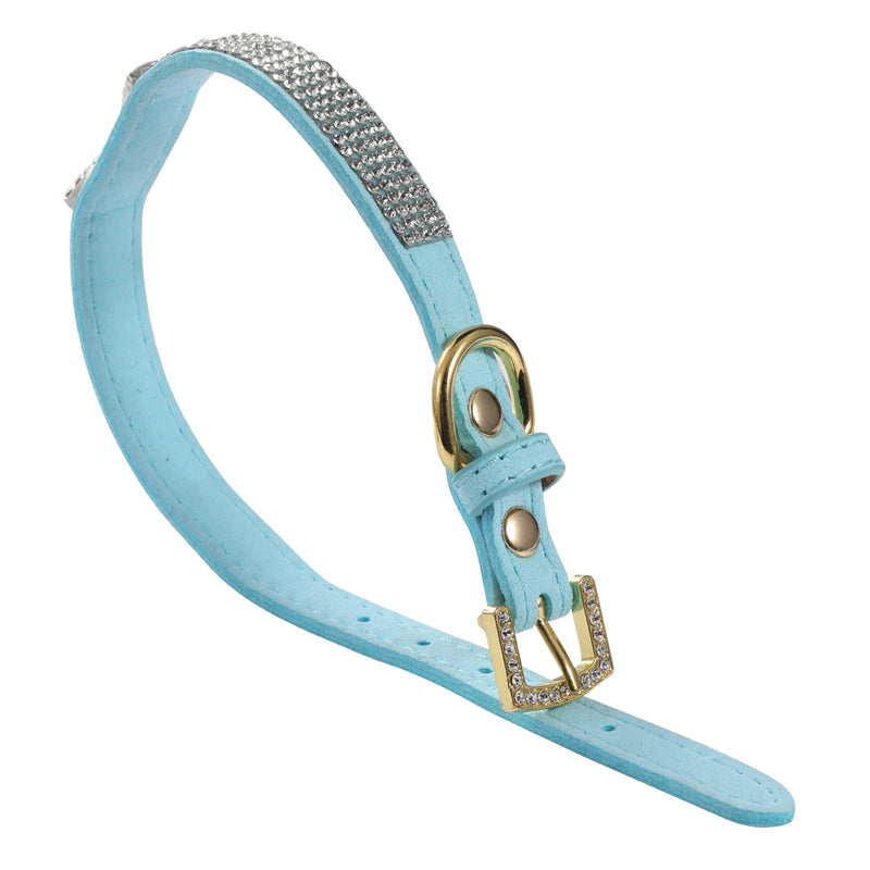 LOVPE Cat Collar,Dog Collar Diamond Crystal Bow-Knot Tie Collar,Golden Rhinestone Buckle and Comfortable Velvet Leather with 5 Rows Bling Rhinestone Collar for Small Dogs Medium Cat (XS, Blue) XS - PawsPlanet Australia