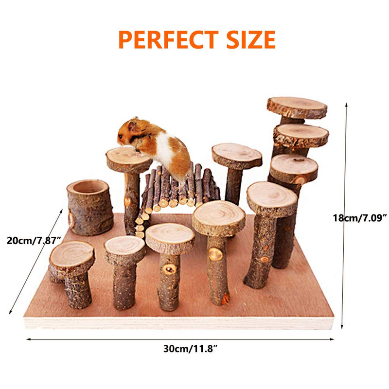 Wooden Hamster Platform Toy Chinchilla Activity Playground Stand Ladder Guinea Pigs Hideout Set Bridge Ramps Chew Toys for Mouse Dwarf Hamster Gerbil Rat Sugar Glider Syrian Hamster Small Animals - PawsPlanet Australia