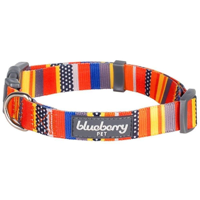 [Australia] - Blueberry Pet Perfect Rainbow or Multi-Colored Stripe Dog Collar Collar - (12"-16") Neck * 5/8" Wide Nautical Flags 