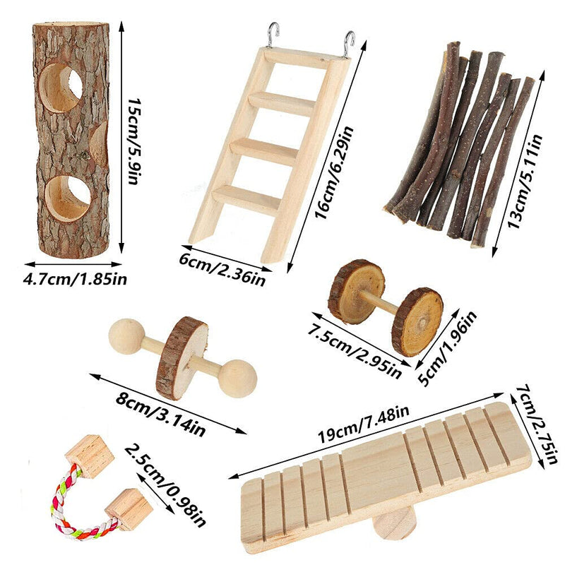 NganSuRong Wooden Hamster Chew Toy 12Pcs Climbing Ladder Sticks Twigs Rabbit Guinea Pig Animal Mouse Chinchilla Rat Gerbil Play Treat Exercise Roller Teeth Care - PawsPlanet Australia