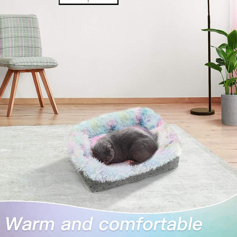 Self Warming Cat Bed / Mat for Indoor Cats - Pet Bed Cushion for Small Dogs, Warm Cave, Soft Colorful Plush Fluffy Puppy Sofa with Anti Slip Bottom - PawsPlanet Australia