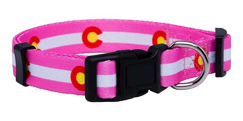 [Australia] - Native Pup Colorado State Flag Dog Collar Large Pink 