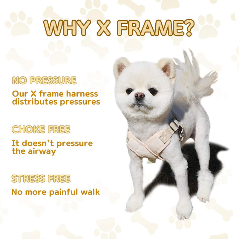 Petpaya X Frame Step in No Pull Dog Vest Harness with Neoprene Fabric on The Adjustable Choke Free Harness for Small Dogs or Medium Dogs Vest Harness Easy Walk BEIGE X-Small (11"-13") - PawsPlanet Australia