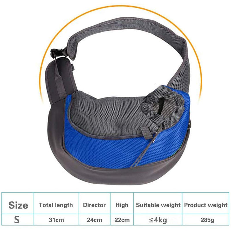LLMZ Pet Sling Carrier Pet Bag Puppy Carry Bag Travel Carrier Pouch with Breathable Mesh Pouch Hand Free Pet Travel Shoulder Bags for Outdoor Walking Subway (S, Navy Blue) - PawsPlanet Australia