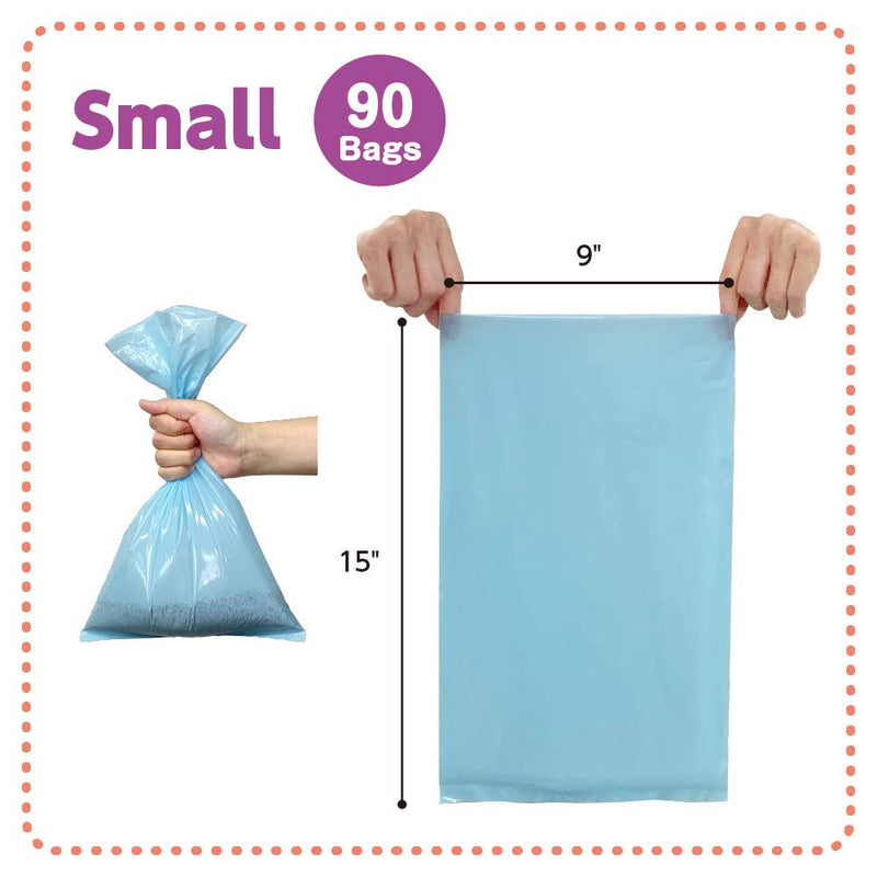 [Australia] - BOS Amazing Odor Sealing Cat Waste Bags - Durable and Unscented (90 Bags) [Size: S, Color: light blue] May be too small to get a litter scoop inside! 