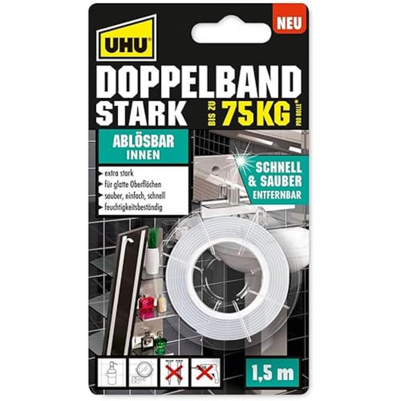 UHU double tape, highly removable, extra strong, removable assembly tape, 1.5 m, 1.5 m double tape, removable - PawsPlanet Australia