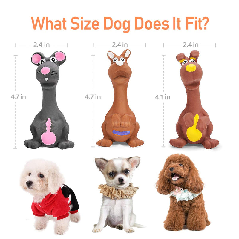 Feeko Squeaky Latex Dog Toys for Puppies, 3 Pack Kangaroo&Mouse Puppy Chew Toys with Squeakers, Funny Small Dog Toys for Puppies Safe Puppy Toys Interactive Fetch Play Small Dog Toy Assorted - PawsPlanet Australia