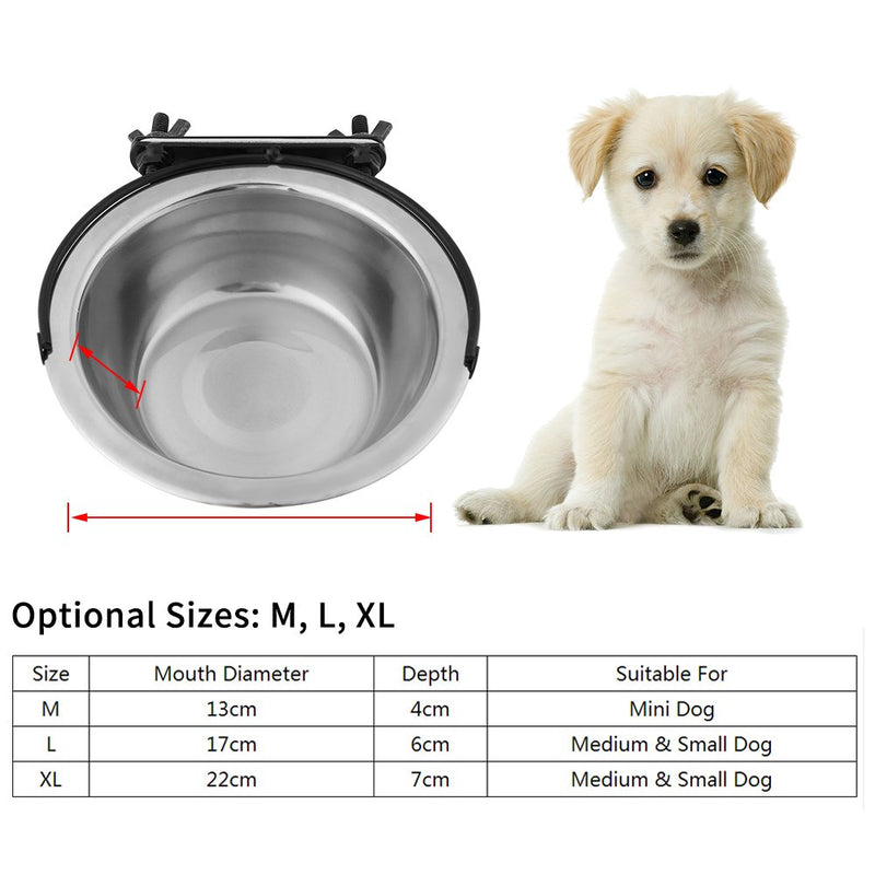 Dog Bowls, Stainless Steel Hanging Pet Bowl Food Water Feeder for Medium Small Pet Dogs Puppy Cat (L) L - PawsPlanet Australia