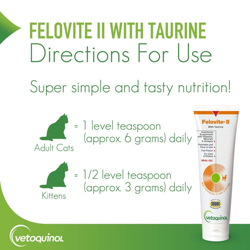 Vetoquinol Felovite II Oral Gel Vitamin & Mineral Cat Supplement with Taurine, 2.5oz - PawsPlanet Australia