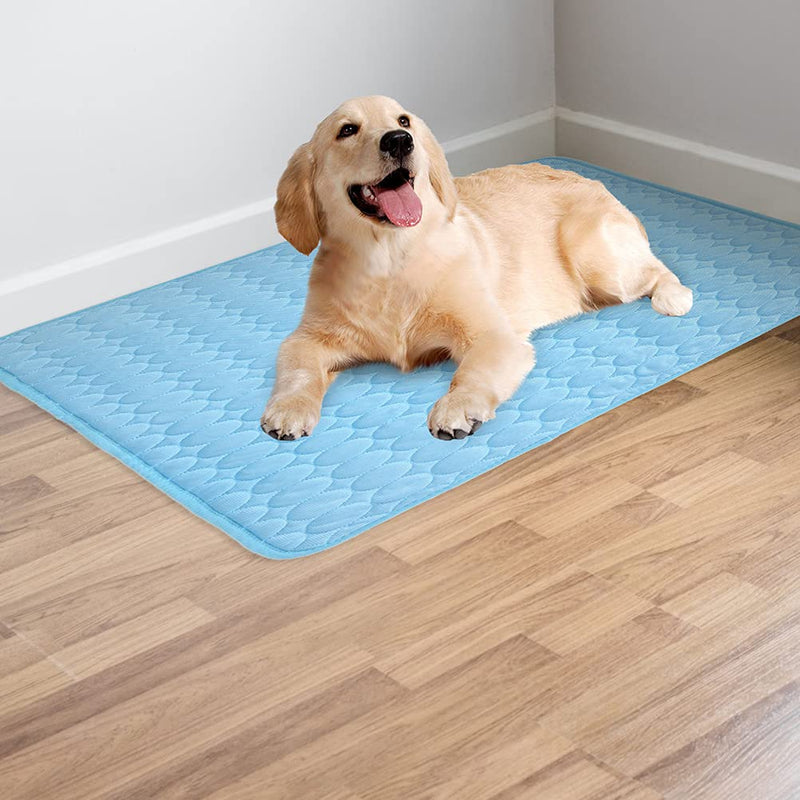 HOMIMP Pet Cooling Mat for Dogs and Cats, Super Soft Comfortable Pet Pad Machine Washable Summer Cooling Mat L-26.6” x 21.1” Blue - PawsPlanet Australia