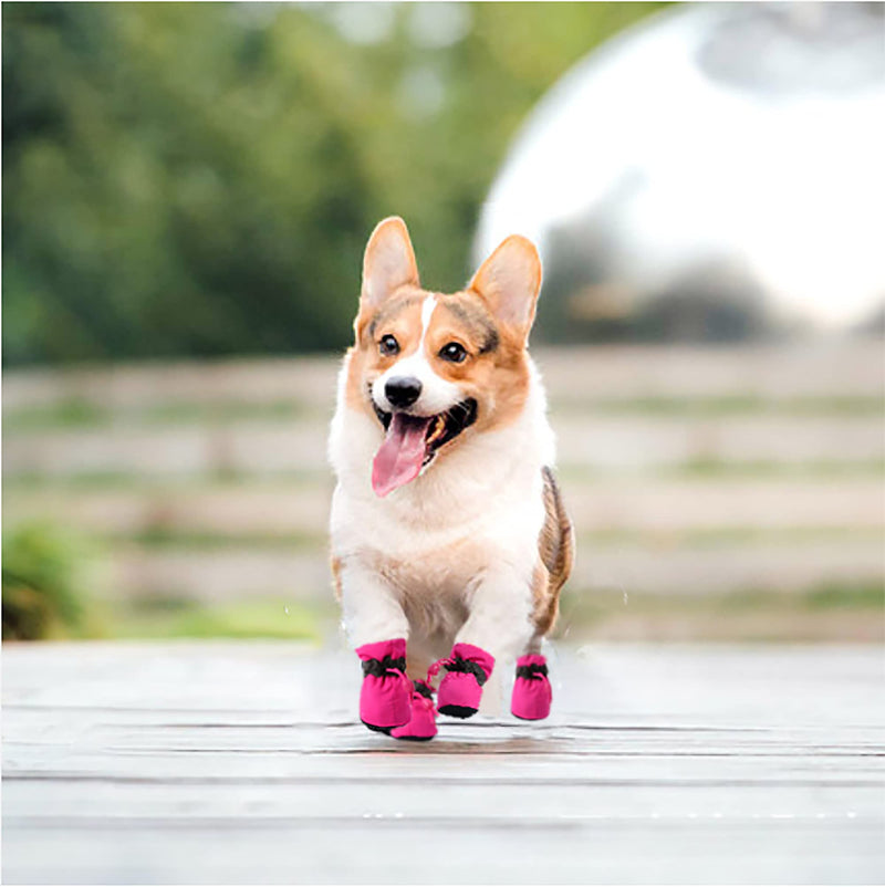 YAODHAOD Dog Shoes for Small Dogs Anti-Slip Dogs Boots Paw Protector with Reflective Straps Lightweight Walking Pet Booties for Small and Medium Pets size 2: 1.27"x0.9"(L*W) Pink - PawsPlanet Australia