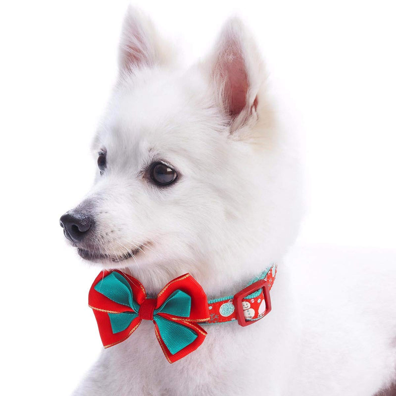[Australia] - Blueberry Pet 20+ Patterns Christmas Festival Dog Collar Collection - Collars and Accessories for Dogs, Matching Lanyards for Pet Lovers Collar - (14.5"-20") Neck * 3/4" Wide Snowman Making 