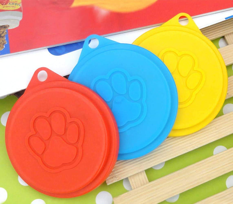 JIAKAI 10PCS Pet Dog Cat Food Can Cover Pet self-Sealing，Reusable pet Food lids, Environmentally Friendly（Color Random） - PawsPlanet Australia