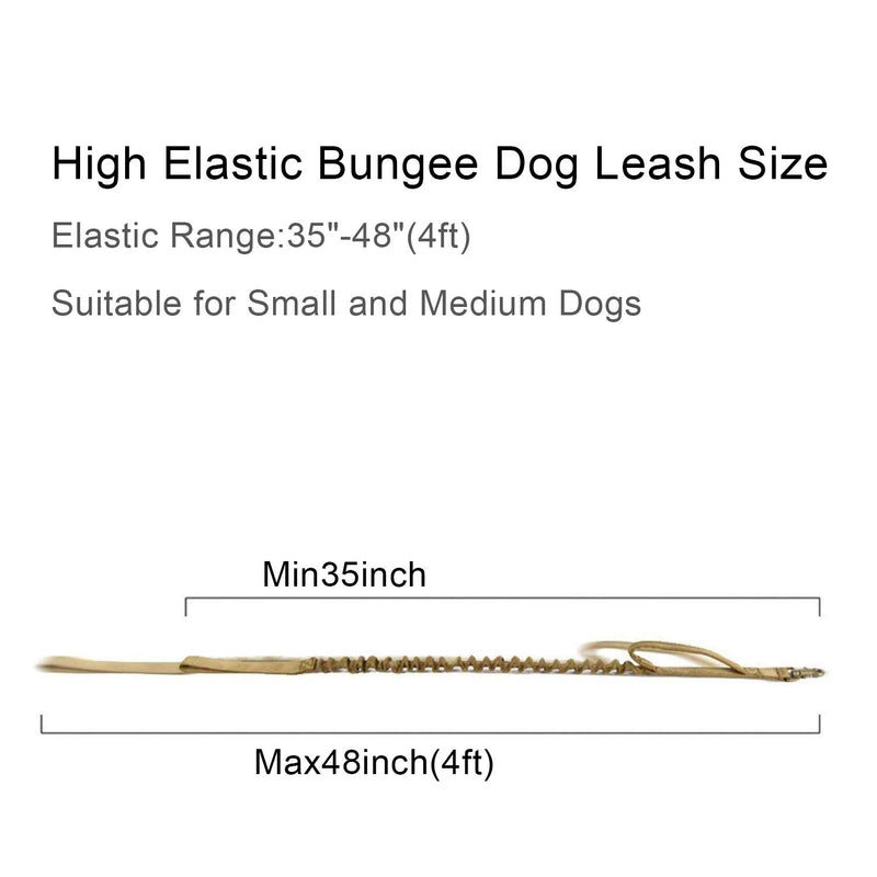 [Australia] - yisibo Tactical Bungee Dog Leash -New Stronger Clasp, Two Safty Control Handles, 4ft for Small Medium, 6ft for Medium Large 4ft for Small Medium Dogs Coyote Brown 