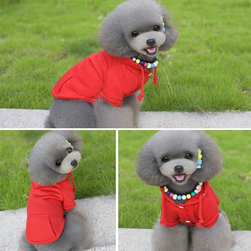 EASTLION Dog Cat Hoodie Warm Sweater Cotton Pullover Pet Clothes Apparel for Puppy Small Dogs Cats,Red XL Red - PawsPlanet Australia