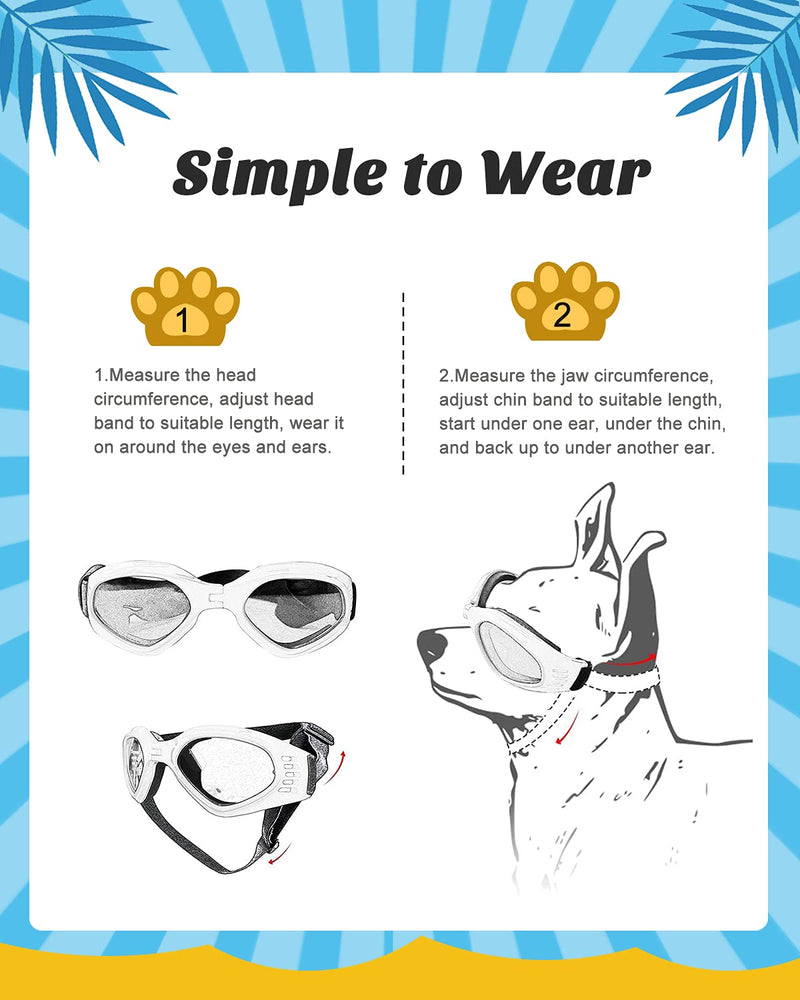 Lewondr Small Dog Sunglasses UV Protection Goggles Eye Wear Protection with Adjustable Strap Foldable Pet Sunglasses for Dogs Waterproof Pet Sun Glasses Dog Windproof Anti-Fog Glasses Black - PawsPlanet Australia