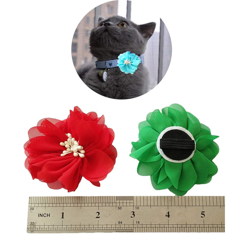 [Australia] - JpGdn 8pcs 2.8" Small Medium Dogs Collar Bows Flowers for Doggy Cats Wedding Birthday Party Collars Decor Sliding Accessories 