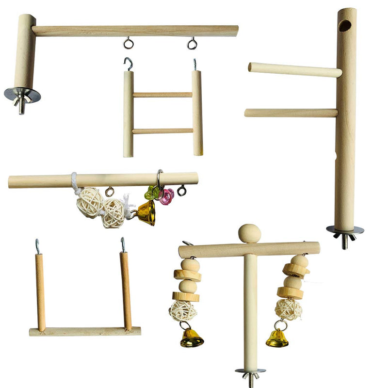 Hamiledyi Parrot Playground Parakeet Perches Outside Cage Bird Climbing Ladder Swing Toy Natural Wood Cockatiel Play Gyms Stand for Small Conure Love Birds Finch African Grey Macaw Amazon Budgies - PawsPlanet Australia