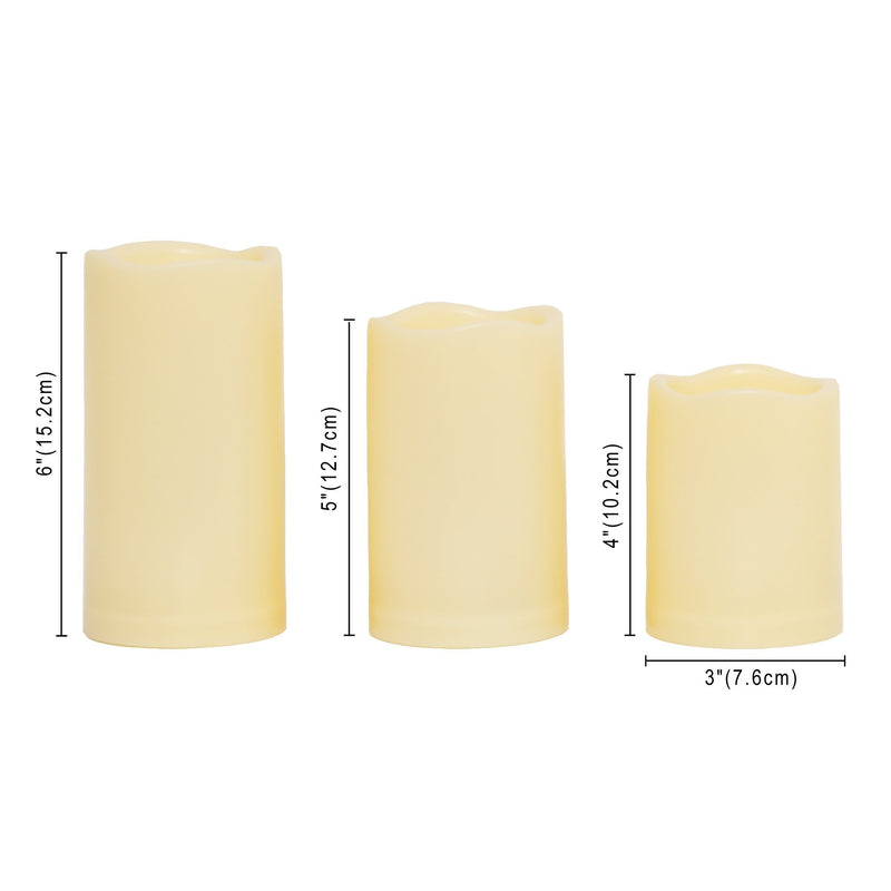 Candle Choice 3 PCS Outdoor Flameless Candles with Timer, Realistic Flickering LED Pillar Candles, Weatherproof Battery Operated Candles, Long Battery Life 1500+ Hours, Melted Edge 3”x4”, 5”, 6” - PawsPlanet Australia