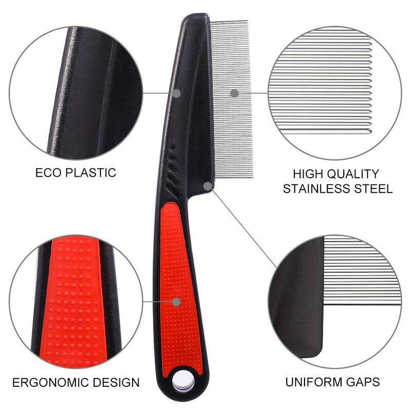 tonyg-p 4 Pack Flea Comb for Dogs and Cats, Stainless Steel Pet Tear Stain Remover Combs Pet Dog Cat Grooming Comb Set for Removing Flea Egg, Mites, Ticks Dandruff Flakes, Crust - PawsPlanet Australia