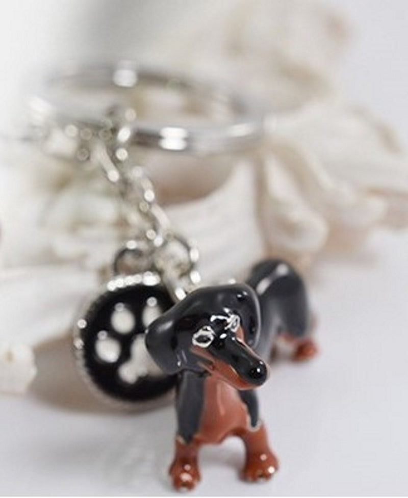 [Australia] - Peterpanshop Creative Cute Dog Dachshund Ring Key Chain Lovers Animal Keyring Women Bag Gifts 