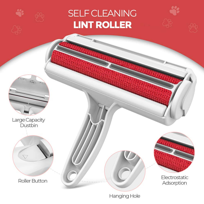[Australia] - DELOMO Pet Hair Remover Roller - Dog & Cat Fur Remover with Self-Cleaning Base - Efficient Animal Hair Removal Tool - Perfect for Furniture, Couch, Carpet, Car Seat Red 