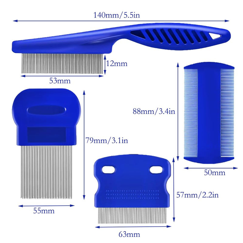 Pack of 4 cat dog flea comb, lice comb, flea comb for removing fleas, metal teeth lice comb, flea tear stain remover comb, pet comb stainless steel lice comb - PawsPlanet Australia