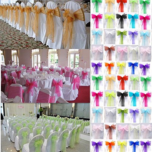 Set of 10 Chair Bows Sashes Tie Back Decorative Item Cover ups for Wedding Reception Events Banquets Chairs Decoration (10, Red) - PawsPlanet Australia