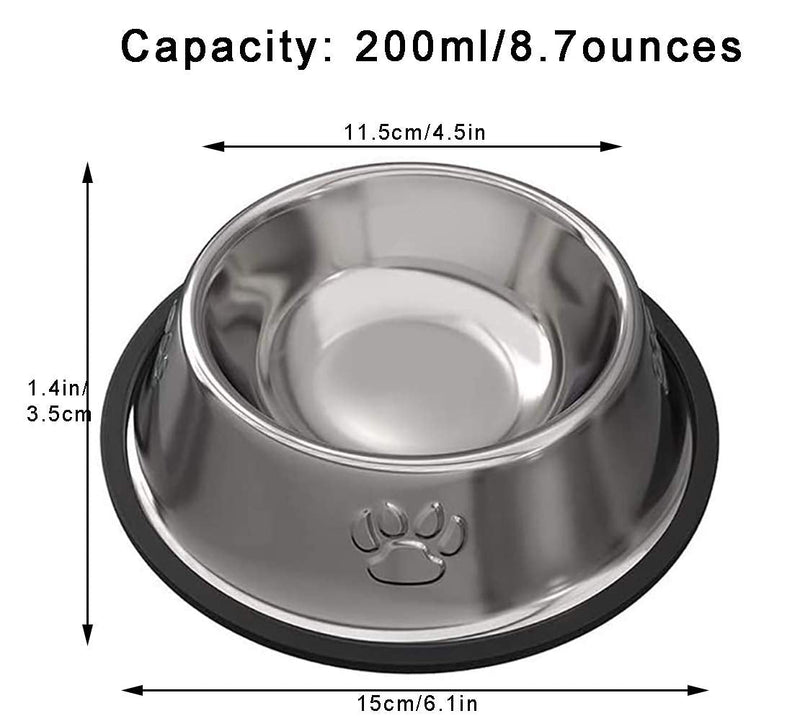 Stainless Steel Cat Bowl, 2 Pack Metal Dog Bowls for Food and Water, Non-Slip Pet Feeding Dish Bowl With Rubber Base for indoor Cats Small Dogs - PawsPlanet Australia
