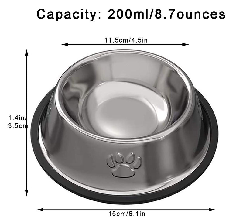 ACEONE Stainless Steel Cat Bowl, 4 Pack Metal Dog Bowls for Food and Water, Non-Slip Pet Feeding Dish Bowl With Rubber Base for indoor Cats Small Dogs - PawsPlanet Australia