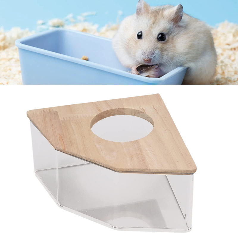 Pssopp Hamster Bath Box Right Angle Fan Acrylic Safe Hamster Sand Bathroom with Natural Wood Cover for Mice or Other Small Pet Hamster - PawsPlanet Australia