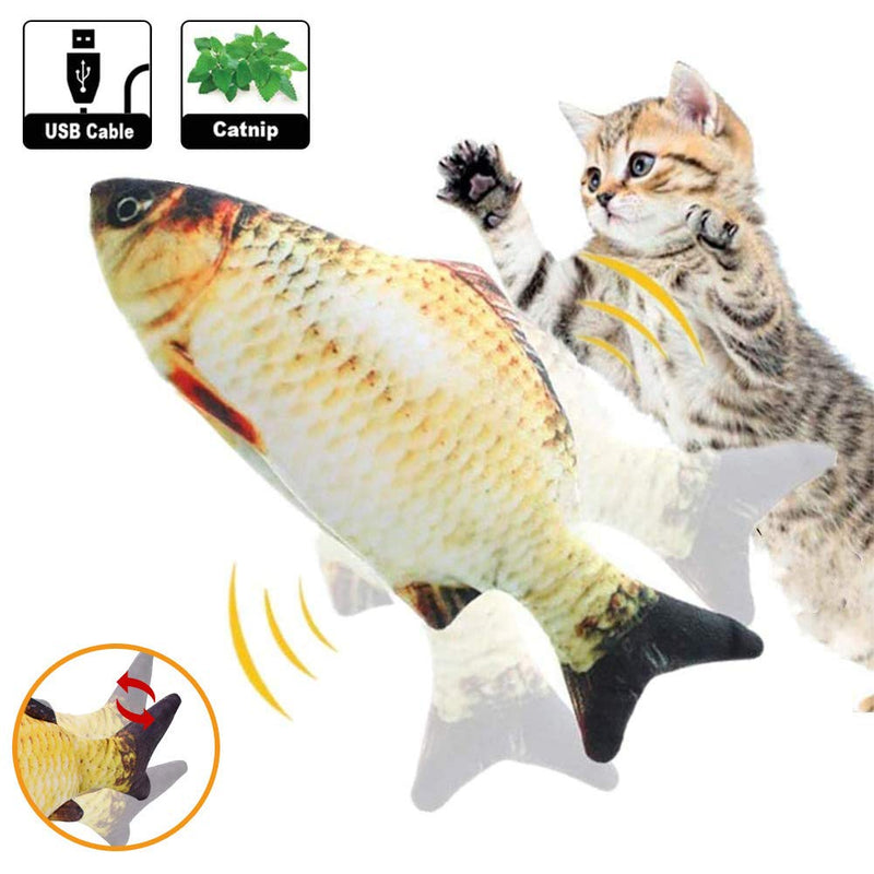 Electric Wagging Fish Cat Toy, Realistic Plush Electric Wagging Fish Toys, Simulation Interactive Funny Chew Cat Toy, Electric Fish Cat Toy, for Indoor Cats Pets Chewing Biting Kicking, Crucian Carp - PawsPlanet Australia