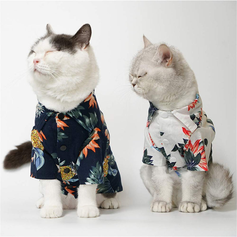 KADUNDI Hawaiian Dog Shirts Aloha Dog Shirt Pet Summer Cool Summer Flower Pineapple Shirt for Small to Medium Puppy Dog Cat Black M - PawsPlanet Australia