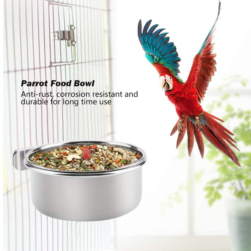 [Australia] - FTVOGUE Hanging Adjustable Food Water Food Feeding Bowl Stainless Steel Parrot Parakeet Feeder Bird Cage Accessory Drinking Cup (M) M 