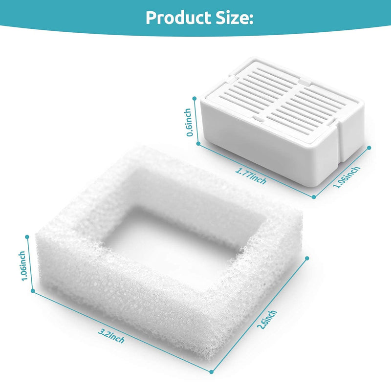 VinDox Pet Fountain Replacement Filters, Cat Fountain Carbon Filters and Foam Pre-Filters for Cerami/Cupcake Pet Fountain Pet Drinking Fountain Porcelain 16+4 - PawsPlanet Australia