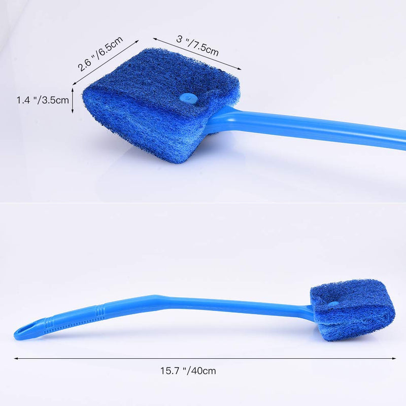 Aquarium Algae Scraper - Fish Tank Cleaning Double Sided Sponge Brush, Long Handle Fish Tank Scrubber for Acrylic Glass Aquariums (Blue) - PawsPlanet Australia