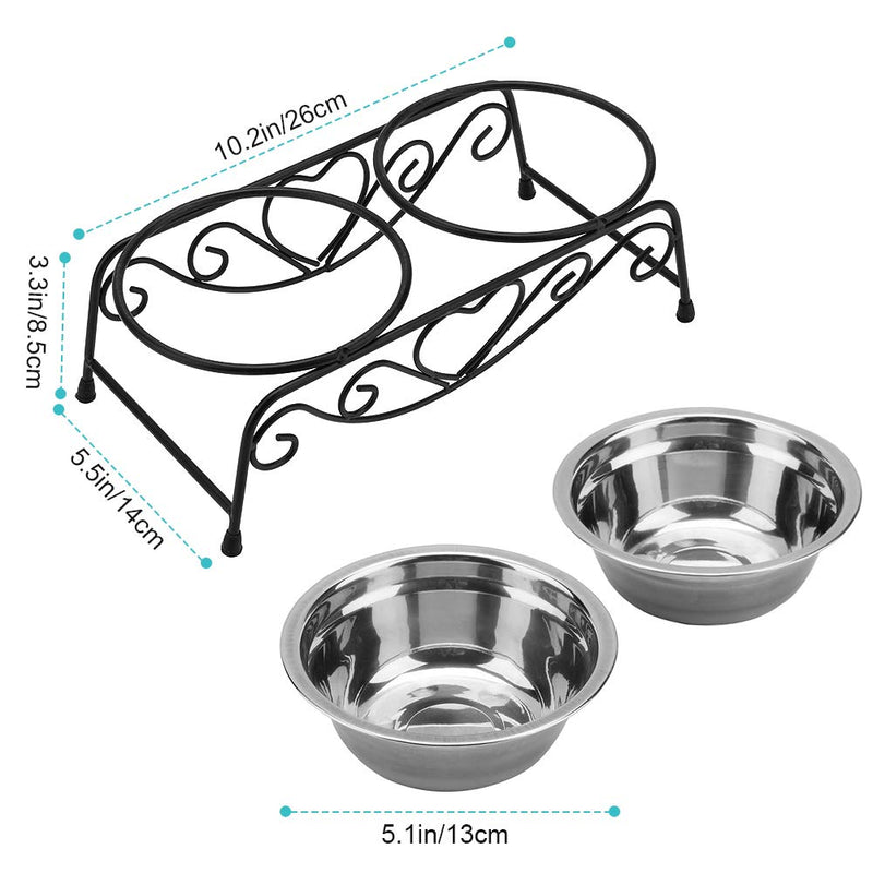 Stainless Steel Dog Bowl, Metal Dog Bowls Double Dog Bowls with One Stand for Small Medium Pets Dogs Cats(2 Pack) - PawsPlanet Australia